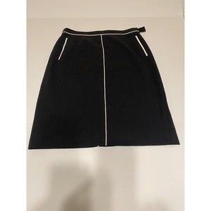 Vintage Casual Corner Pencil Skirt Women’s Sz 8 Black Side Zip & Side Leg Slit‎